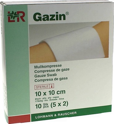 GAZIN Mullkompresse 10x10 cm steril 8fach 5X2 St Kompressen