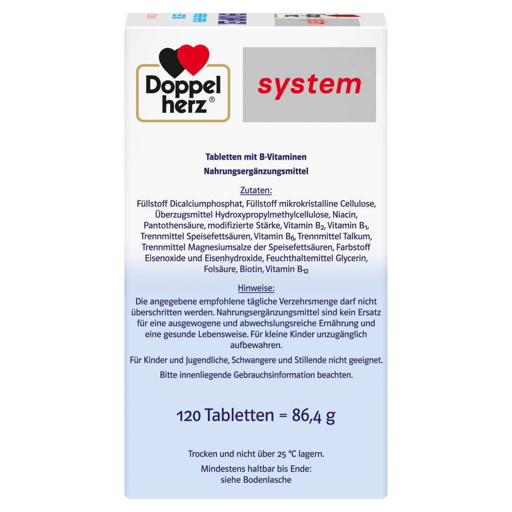 Doppelherz system B-KOMPLEX ENERGIE + NERVEN + LEISTUNG 120 St Tabletten