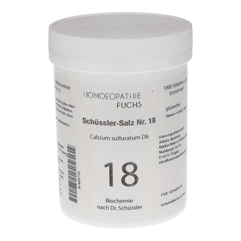 HOMOEOPATHIEFUCHS Schüssler-Salz Nummer 18 Calcium sulfuratum D6 Biochemie 1000 St Tabletten