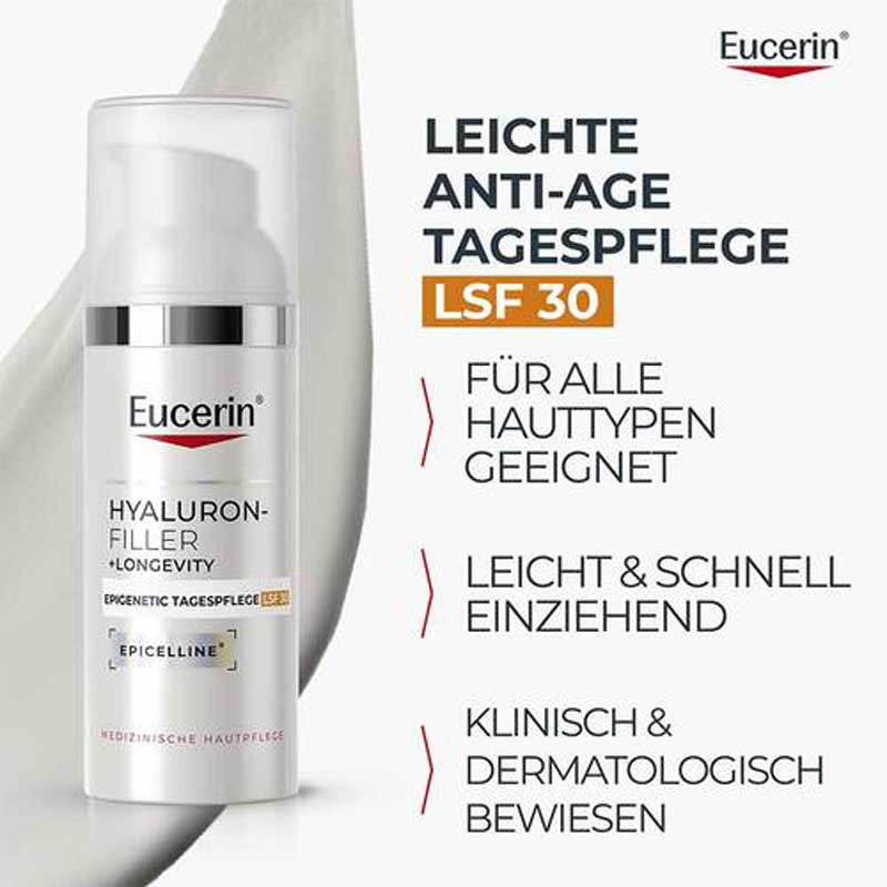 Eucerin HYALURON-FILLER + LONGEVITY EPIGENETIC TAG LSF 30 +20% sparen* 50 ml Creme