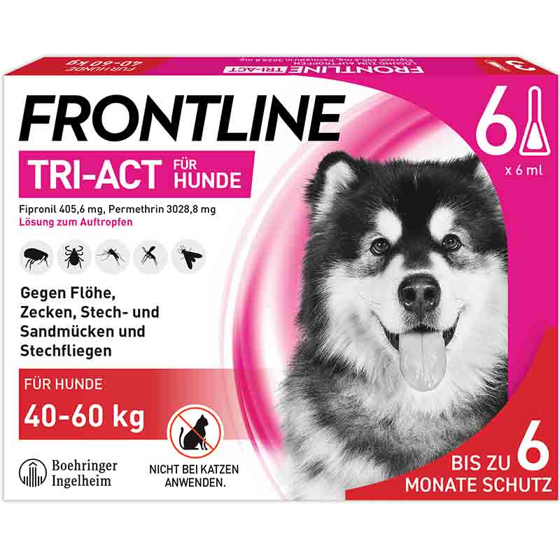 FRONTLINE TRI-ACT gegen Zecken, Flöhe und fliegende Insekten für Hunde XL (40-60 kg)  6 St Lösung