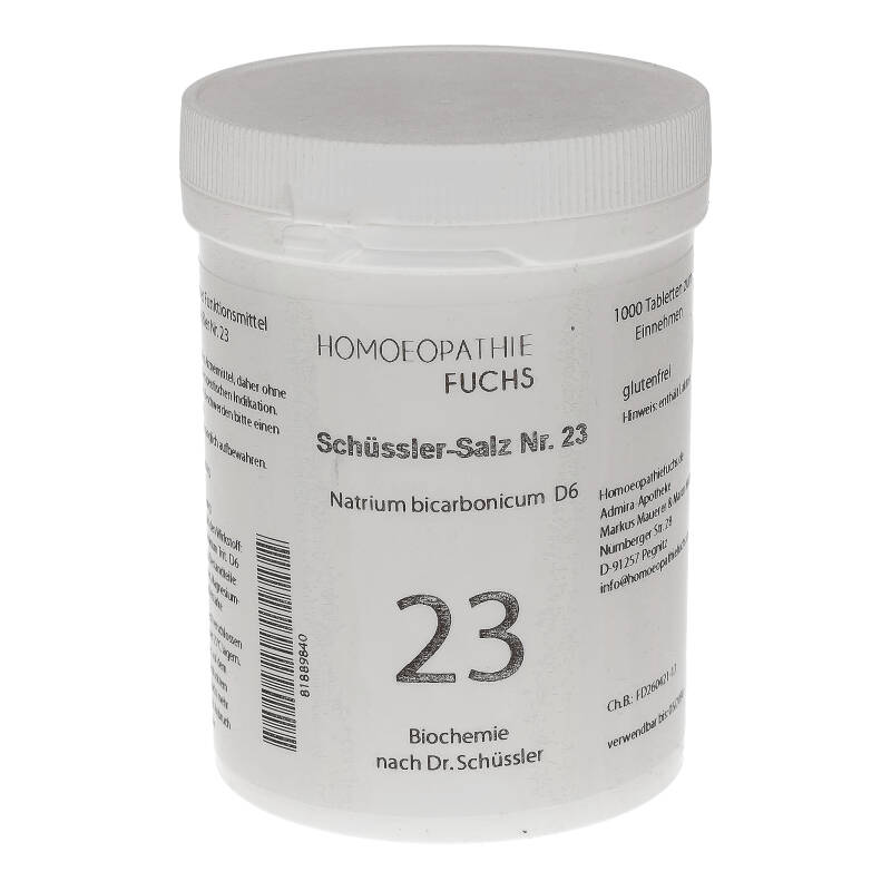 HOMOEOPATHIEFUCHS Schüssler-Salz Nummer 23 Natrium bicarbonicum D6 Biochemie 1000 St Tabletten