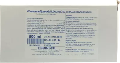 Wasserstoffperoxid-lösung 3% Standardzulassung 500 ml Lösung
