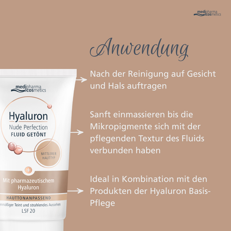 Hyaluron Nude Perfection FLUID GETÖNT LSF 20 Mittlerer Hauttyp 50 ml Creme