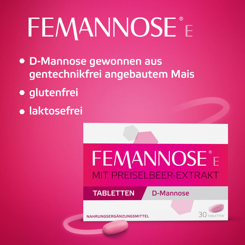 FEMANNOSE E MIT PREISELBEER-EXTRAKT TABLETTEN D-Mannose 30 St Tabletten