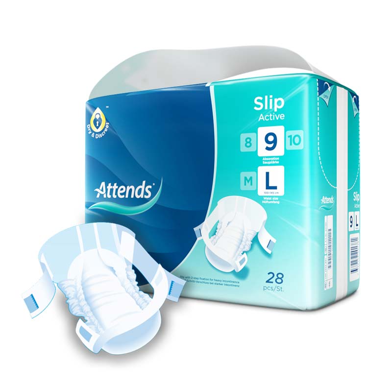 ATTENDS Slip Active 9 large Box 4X28 St
