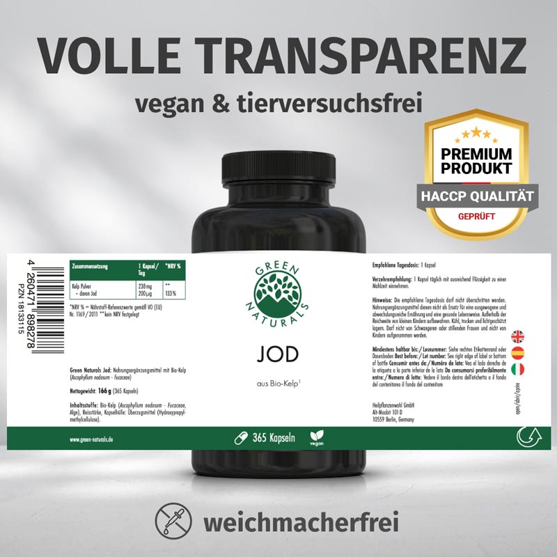 GREEN NATURALS JOD  365 St Kapseln
