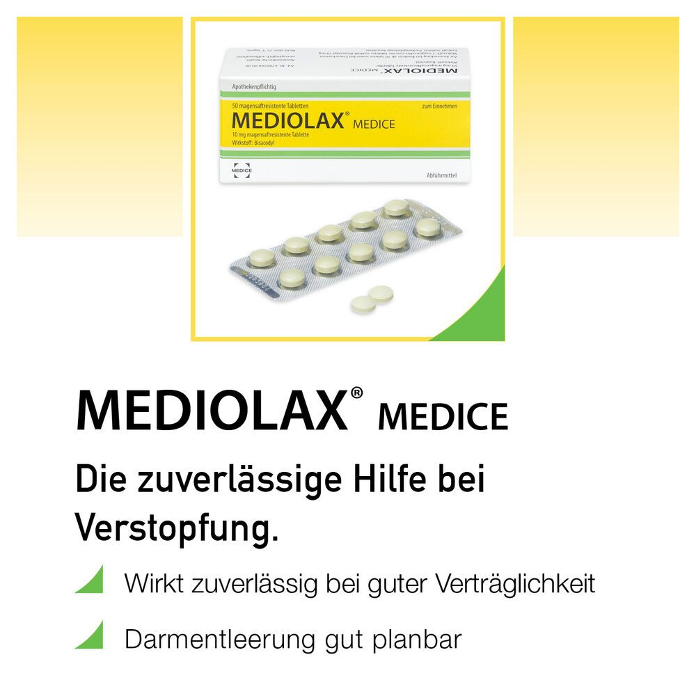 MEDIOLAX bei Verstopfungsbeschwerden  50 St Tabletten magensaftresistent