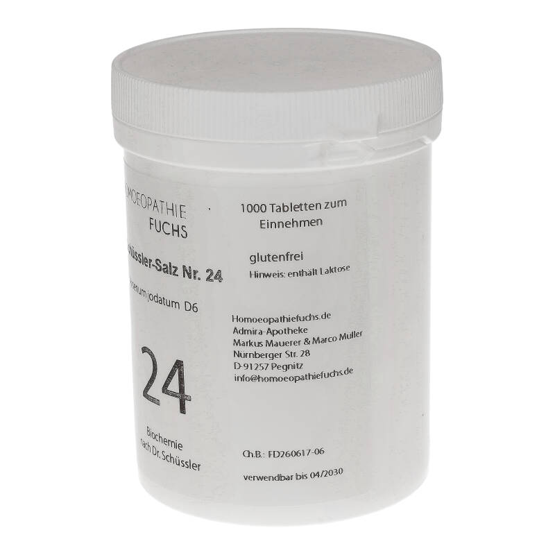 HOMOEROPATHIEFUCHS Schüssler-Salz Nummer 24 Arsenium jodatum D6 Biochemie 1000 St Tabletten