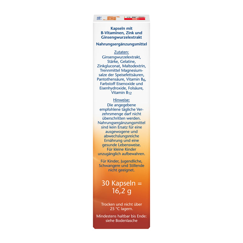 Doppelherz aktiv Ginseng 250 +B-Vitamine +Zink 30 St Kapseln