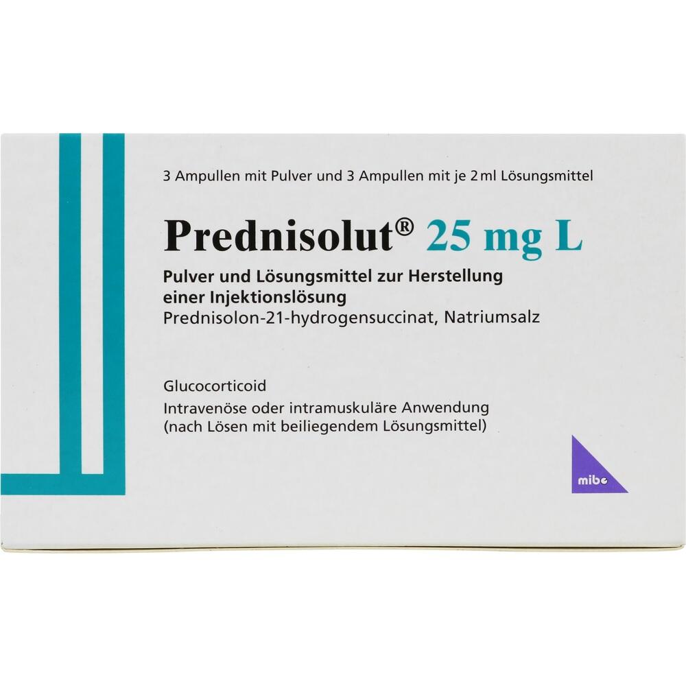 PREDNISOLUT 25 mg L Plv.u.Lsm.z.H.e.Injektionslsg. 3 St Pulver u. Lösungsmittel zur Herstellung einer Injektionslsg.