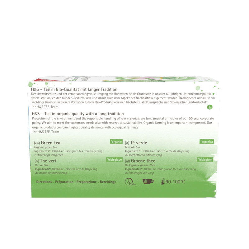 H&S Wohlfühltee Grüner Tee aus Darjeeling 20X2 g Filterbeutel