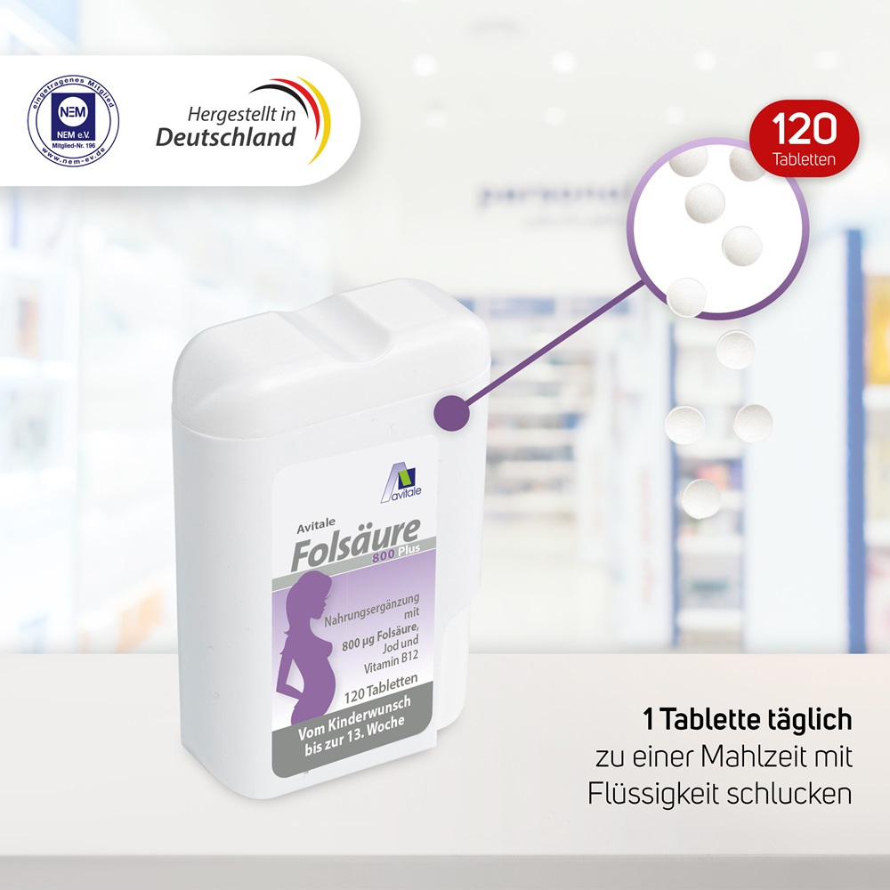 Avitale Folsäure 800 Plus 120 St Tabletten
