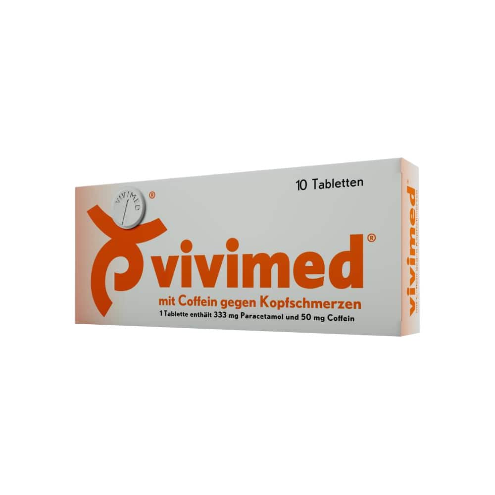 Vivimed mit Coffein gegen Kopfschmerzen, Schmerztabletten mit Paracetamol 10 St Tabletten