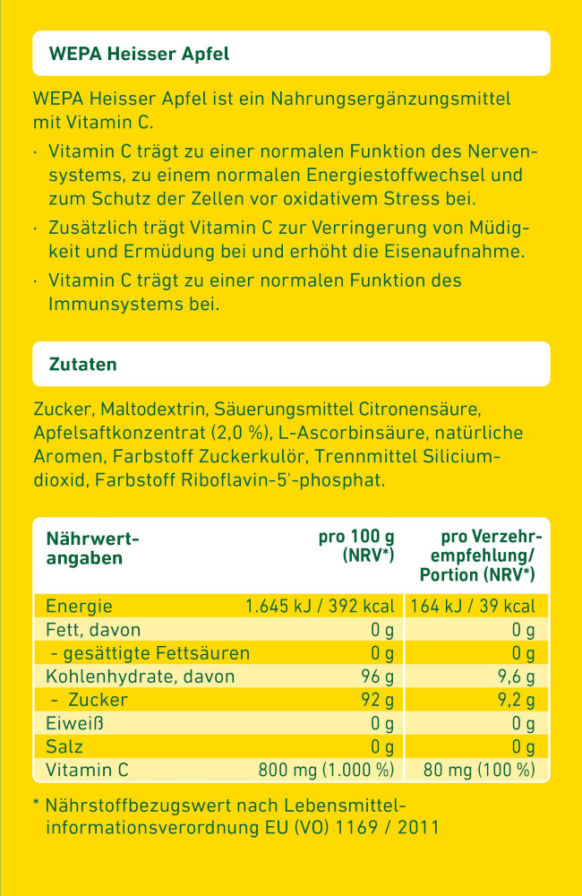 WEPA HEISSER APFEL 10X10 g Pulver