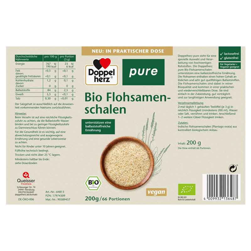 Doppelherz pure Bio Flohsamenschalen 200 g Pulver
