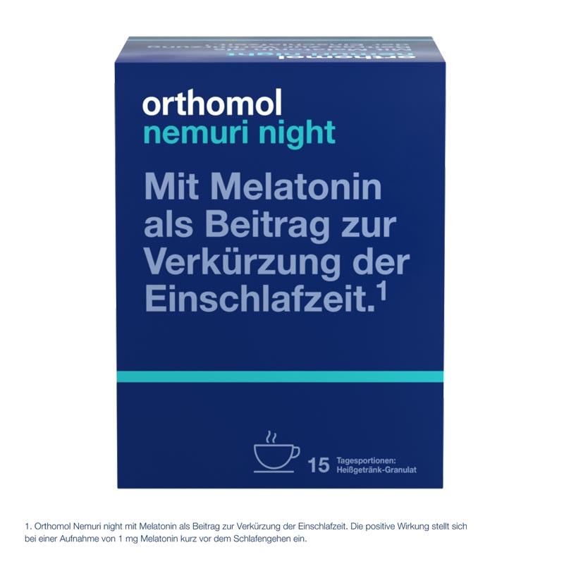 orthomol nemuri night - Heißgetränk mit Melatonin und Hopfen-Extrakt - Granulat