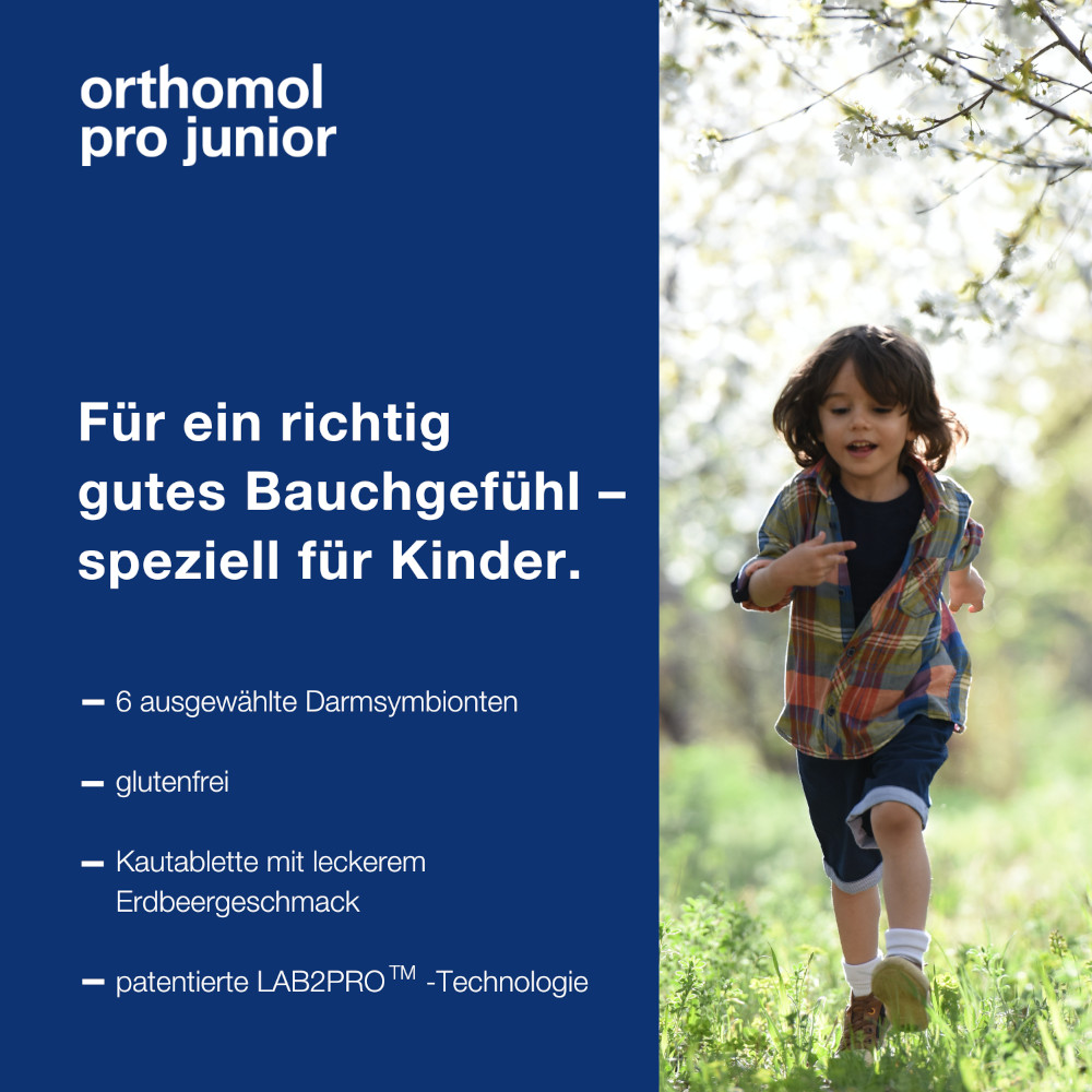 orthomol pro junior - enthält eine Kombination ausgewählter Darmsymbionten und Vitamin C - Kautabletten
