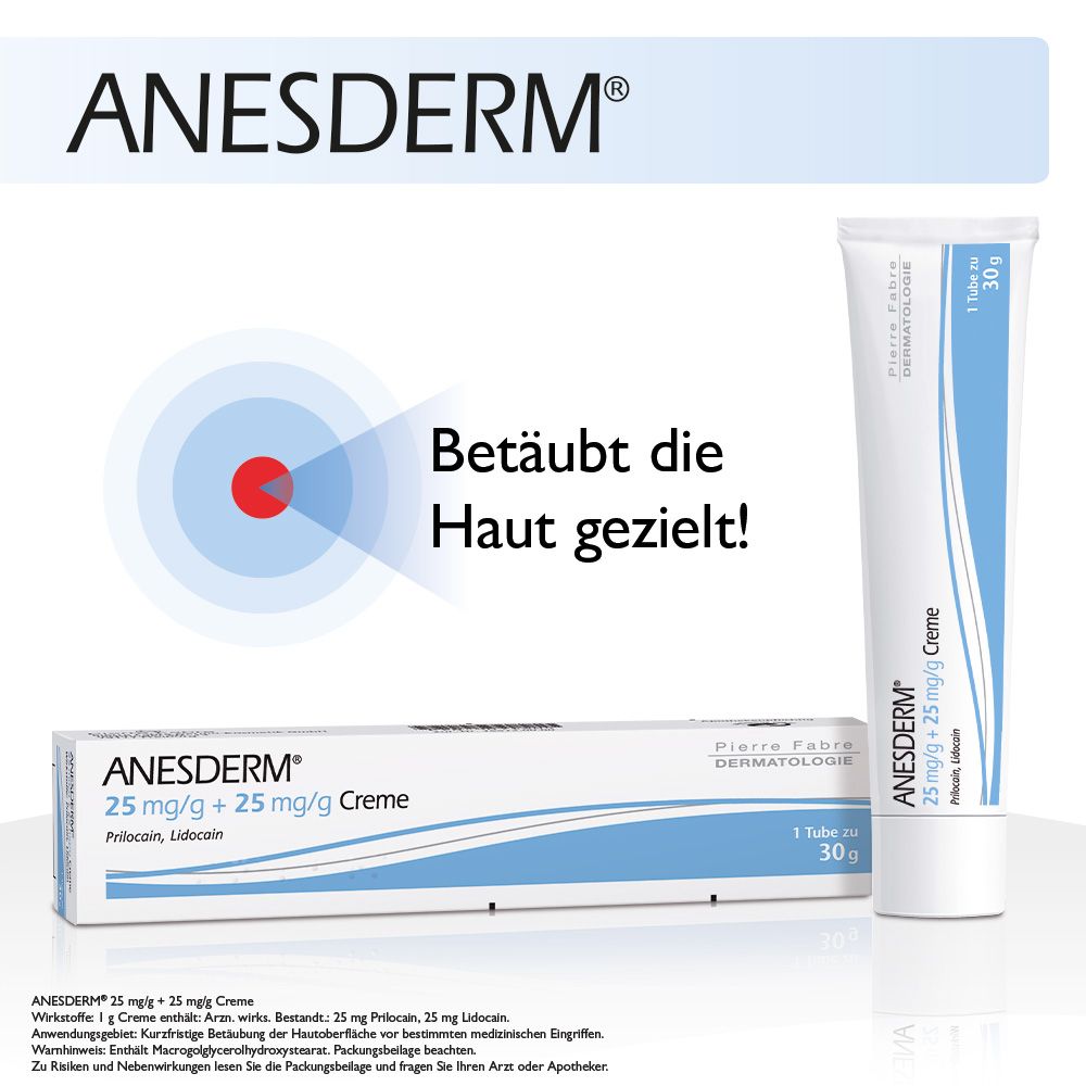 AVÈNE ANESDERM 25 mg/g + 25 mg/g Creme + 2 Pflaster 5 g Creme