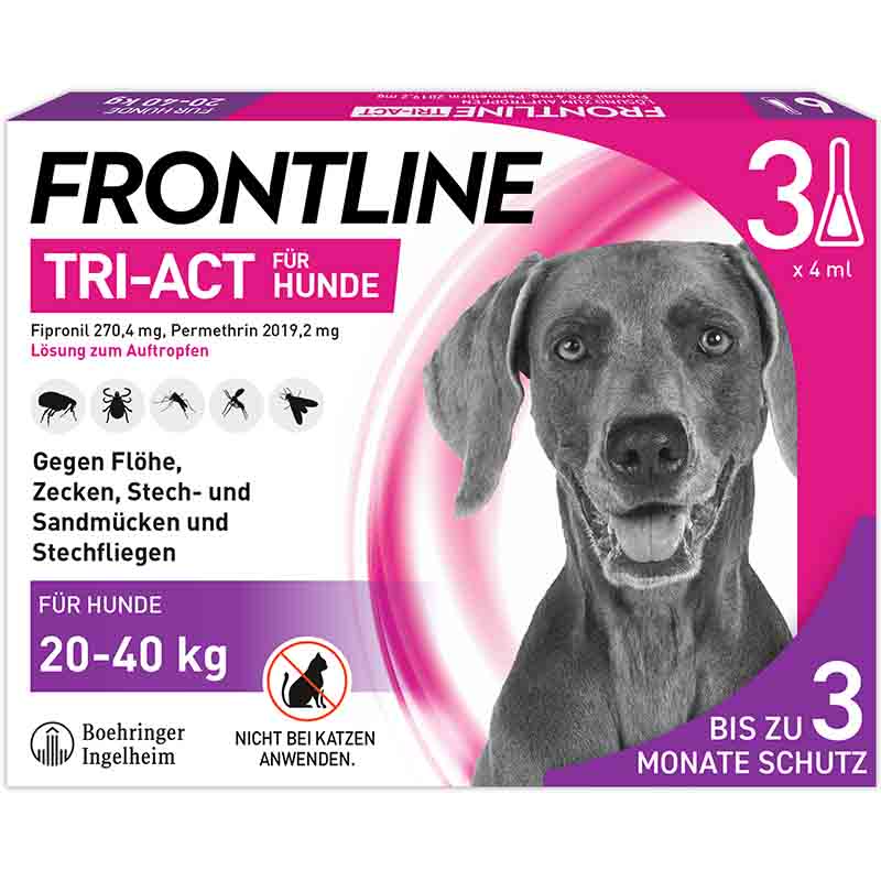 FRONTLINE TRI-ACT gegen Zecken, Flöhe & fliegende Insekten für Hunde L (20-40 kg)  3 St Lösung