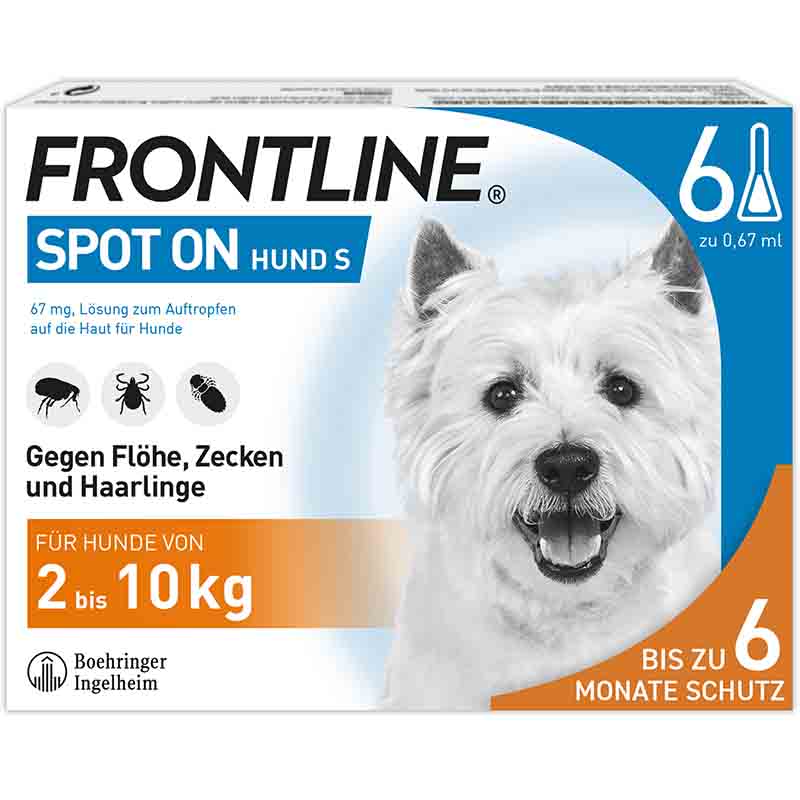 FRONTLINE SPOT-ON gegen Zecken, Flöhe und Haarlinge für Hunde S (2-10 kg)  6 St Lösung