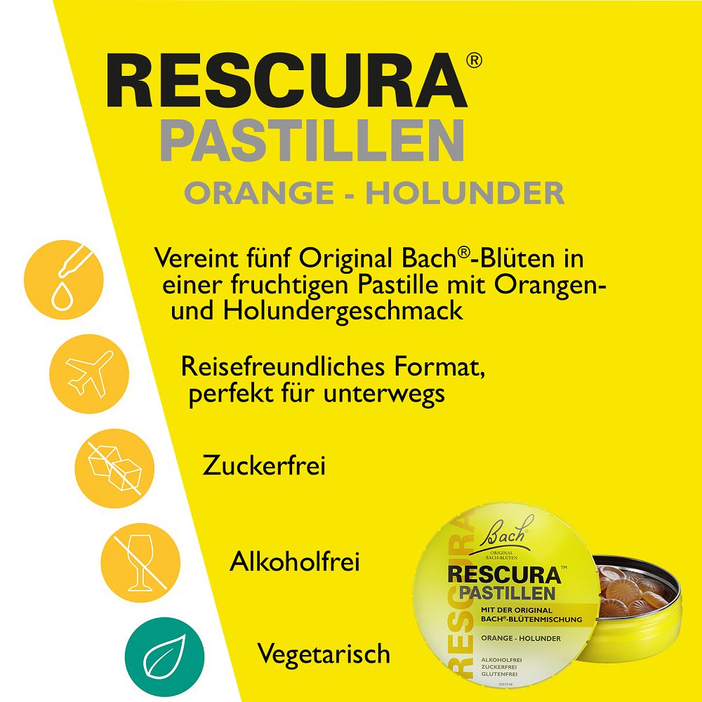Bach RESCURA PASTILLEN, Orange-Holunder 50 g Pastillen