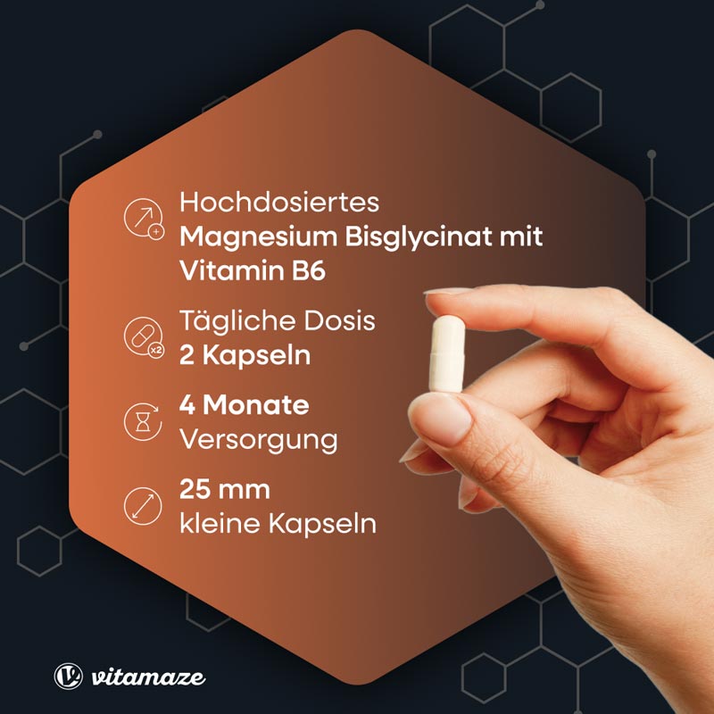 vitamaze MAGNESIUM BISGLYCINAT + Vitamin B6 240 St Kapseln