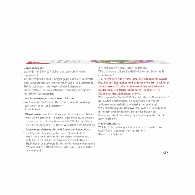 H&S Arzneitee Galle- und Lebertee N 20X2.0 g Filterbeutel