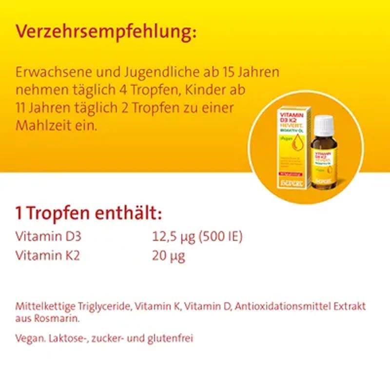 VITAMIN D3 K2 HEVERT BIOAKTIV ÖL 20 ml Öl