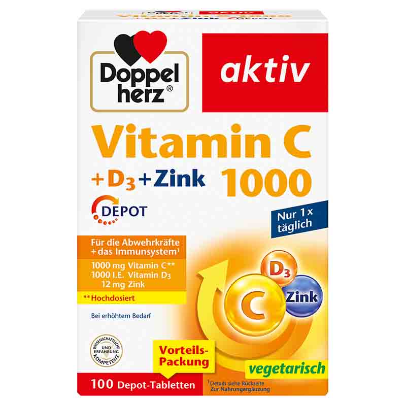 Doppelherz aktiv Vitamin C + D3 + Zink 1000 DEPOT 100 St Tabletten