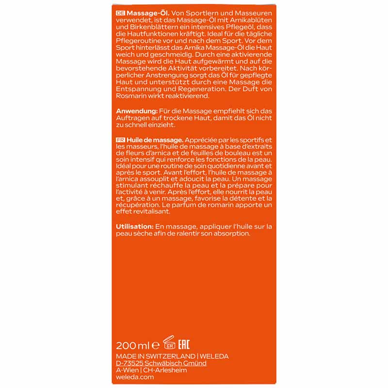 WELEDA Sport Massage-Öl Arnika 200 ml Öl