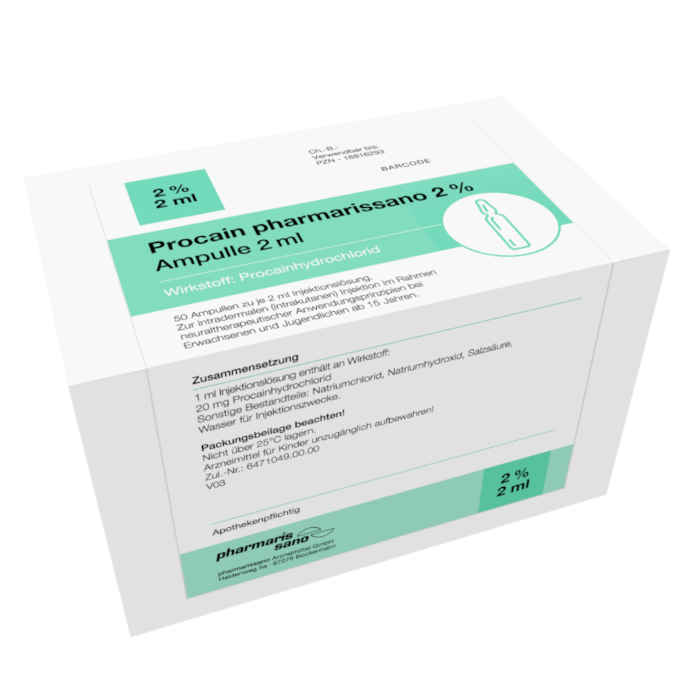 Procain pharmarissano 2 % Ampulle 2 ml 50X2 ml Injektionslösung
