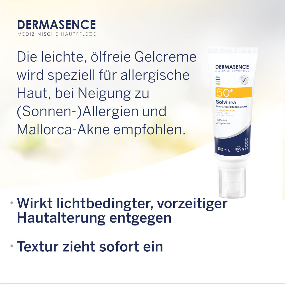 DERMASENCE Solvinea Sonnenschutz-Gelcreme LSF 50+, 100 ml 100 ml Gel