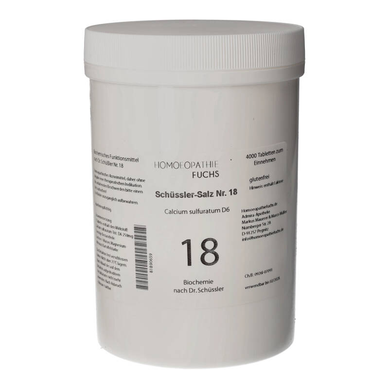 HOMOEOPATHIEFUCHS Schüssler-Salz Nummer 18 Calcium sulfuratum D6 Biochemie 4000 St Tabletten