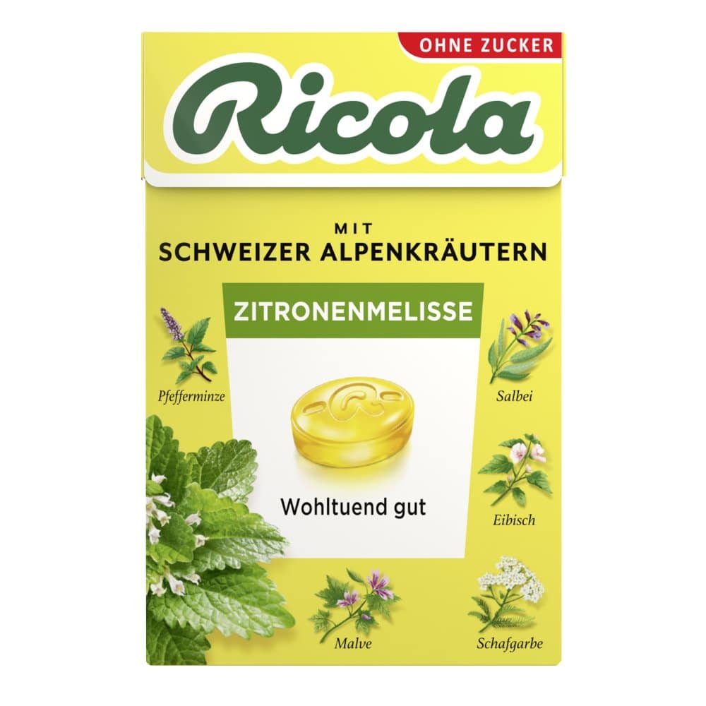 Ricola Zitronenmelisse Schweizer Kräuterbonbon zuckerfrei 50 g Bonbons