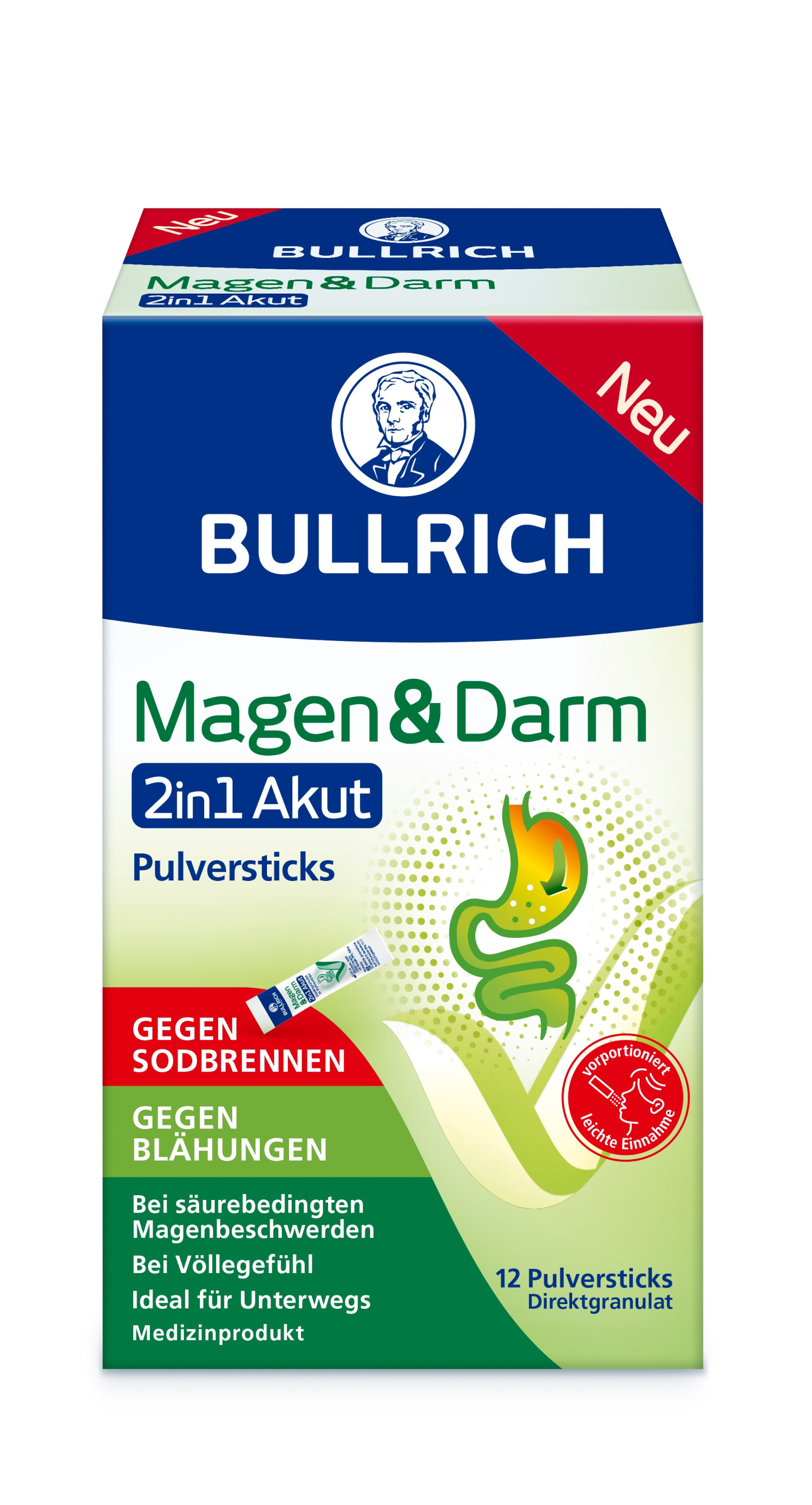 BULLRICH Magen & Darm 2in1 Akut Pulversticks 12 St Beutel