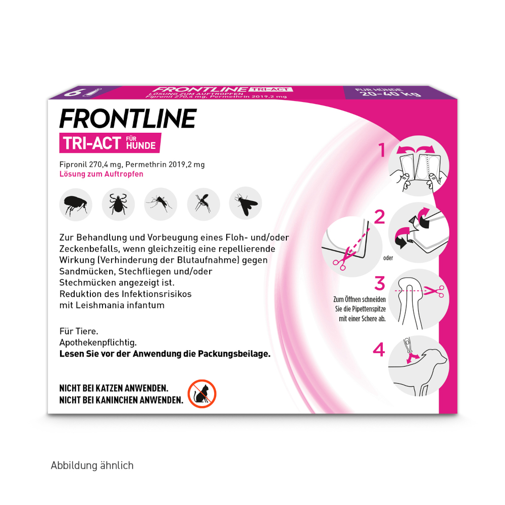 FRONTLINE TRI-ACT gegen Zecken, Flöhe und fliegende Insekten für Hunde L (20-40 kg) 6 St Lösung