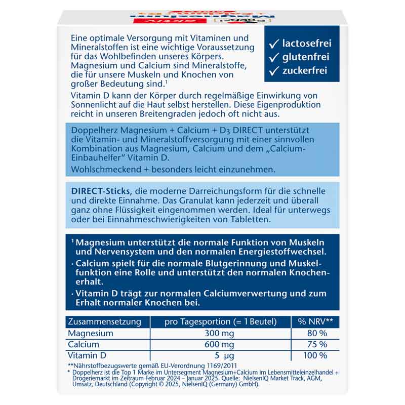 Doppelherz aktiv Magnesium + Calcium + D3 DIRECT  20 St Pellets