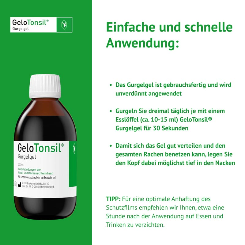 GeloTonsil Gurgelgel lindert Halsschmerzen & Schluckbeschwerden 200 ml 200 ml Gurgellösung