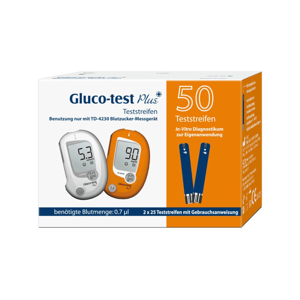 GLUCO TEST Plus Blutzuckerteststreifen 50 St Teststreifen