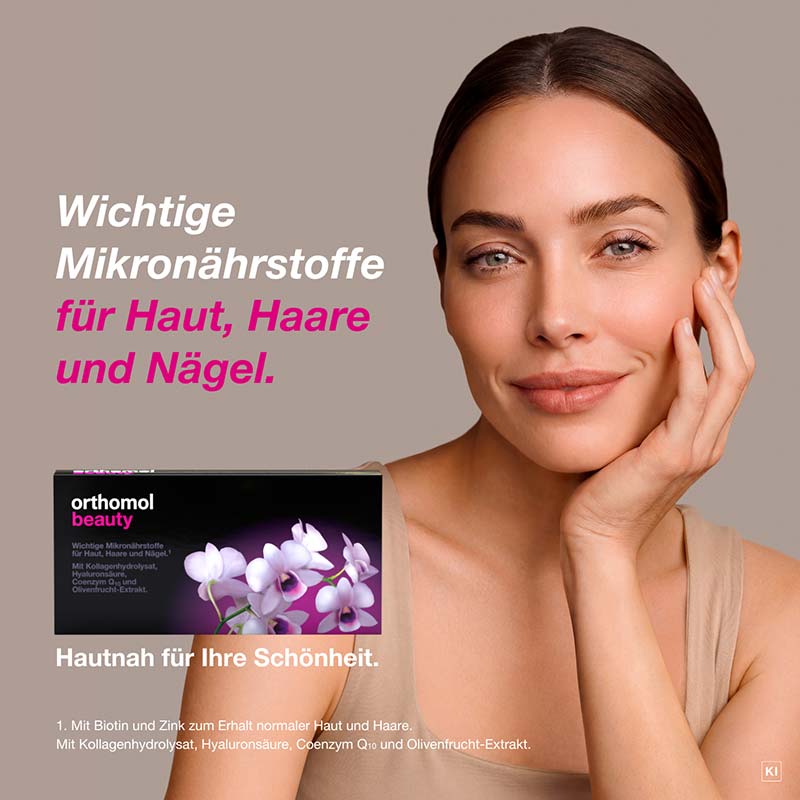 orthomol beauty für Frauen - mit Hyaluronsäure, Kollagen und Coenzym Q10 - Trinkampullen