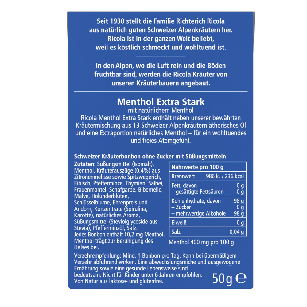 Ricola Menthol ohne Zucker 50 g Bonbons