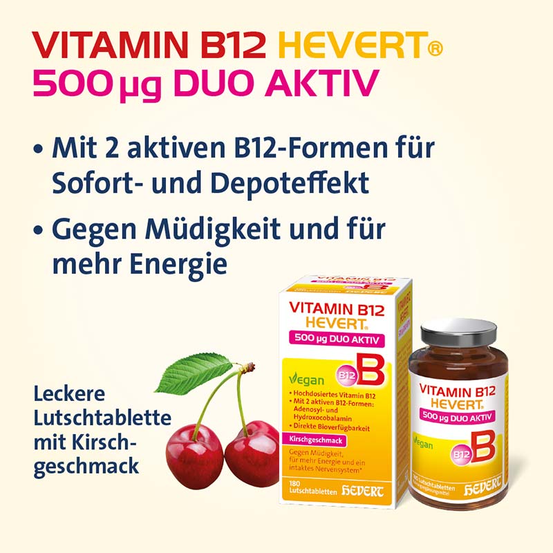 HEVERT VITAMIN B12 500 µg DUO AKTIV 180 St Lutschtabletten