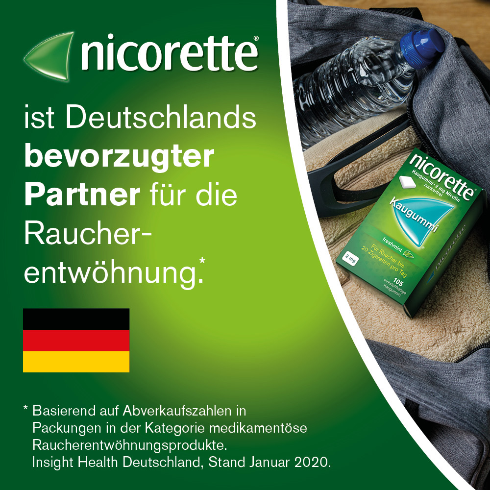 nicorette 2 mg Nikotinkaugummi freshfruit für Raucher zum Aufhören