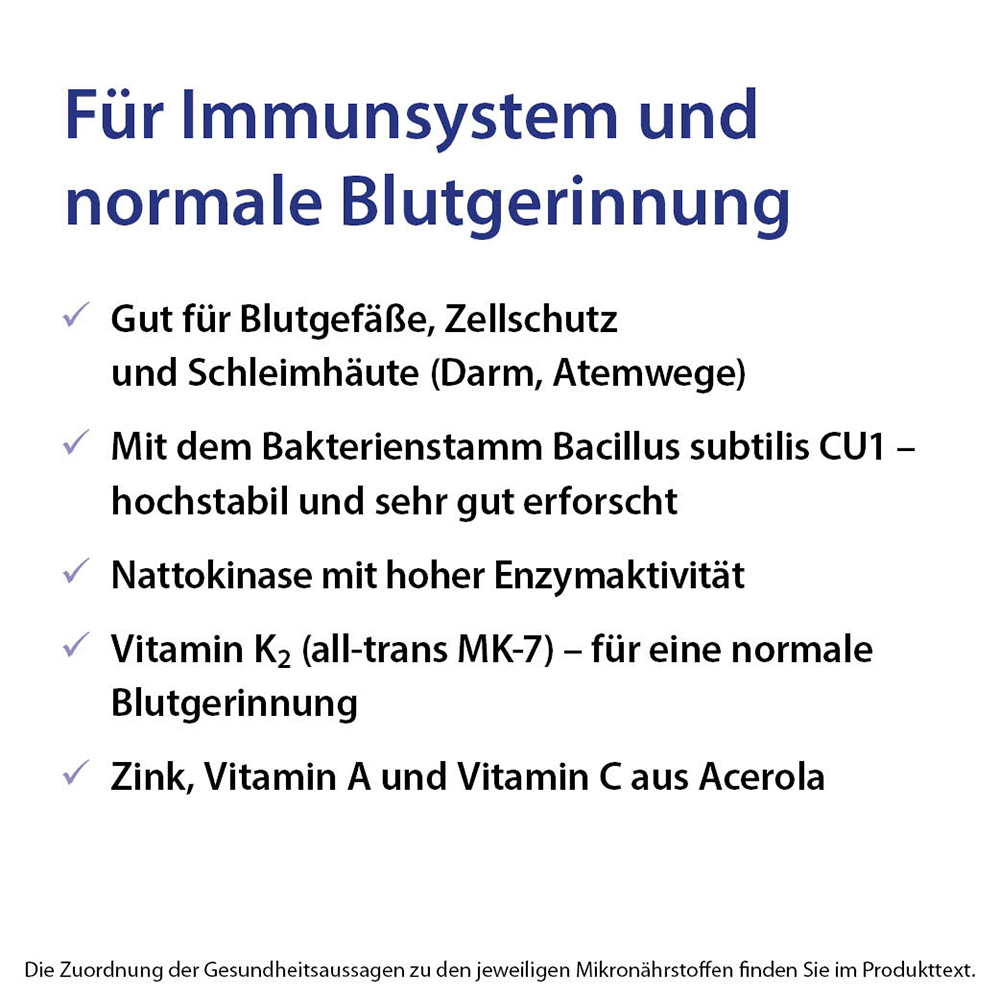 Bacillus subtilis plus Nattokinase-Enzym Vitamin K2 vegan
