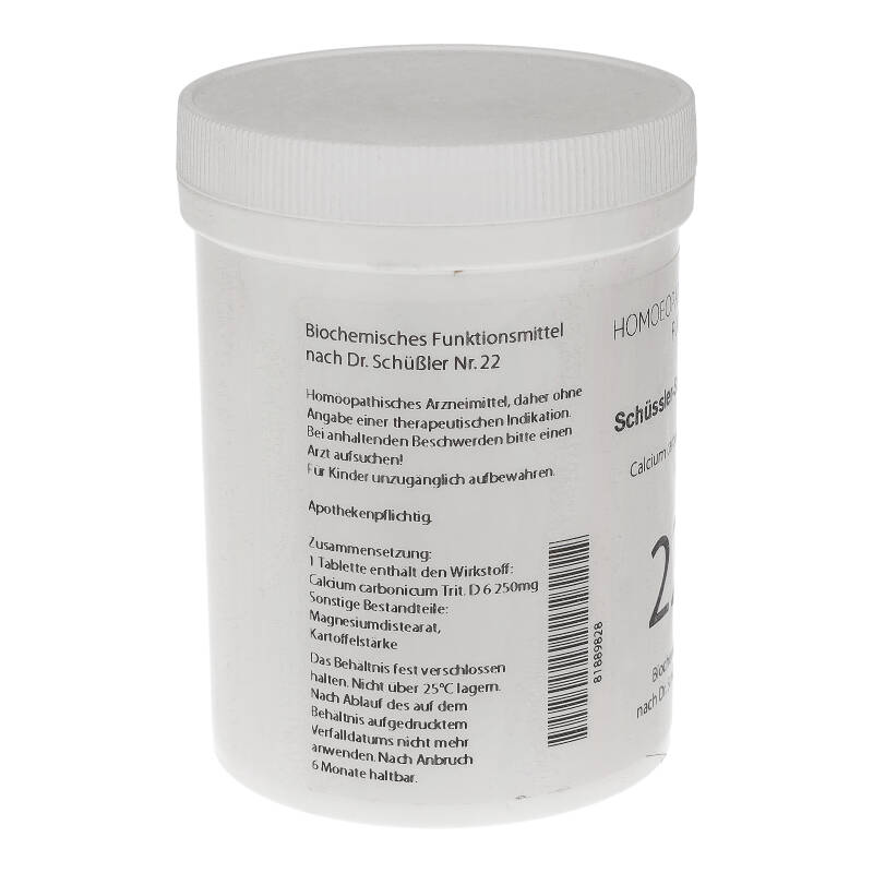 HOMOEOPATHIEFUCHS Schüssler-Salz Nummer 22 Calcium carbonicum D6 Biochemie 1000 St Tabletten