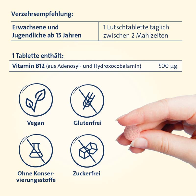 HEVERT VITAMIN B12 500 µg DUO AKTIV 180 St Lutschtabletten
