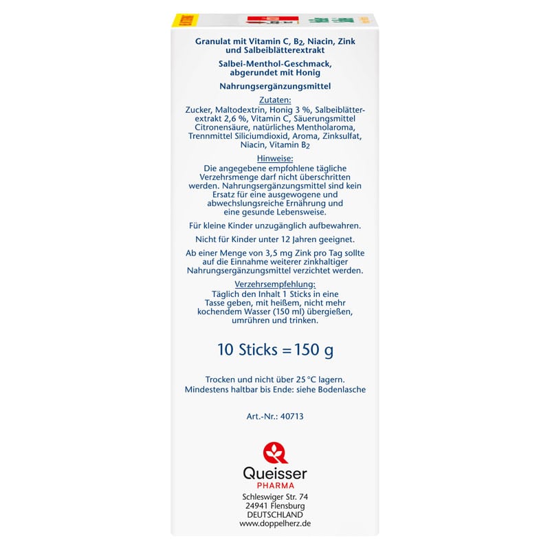 Doppelherz aktiv Heißer Salbei + Honig + Menthol  10 St Granulat