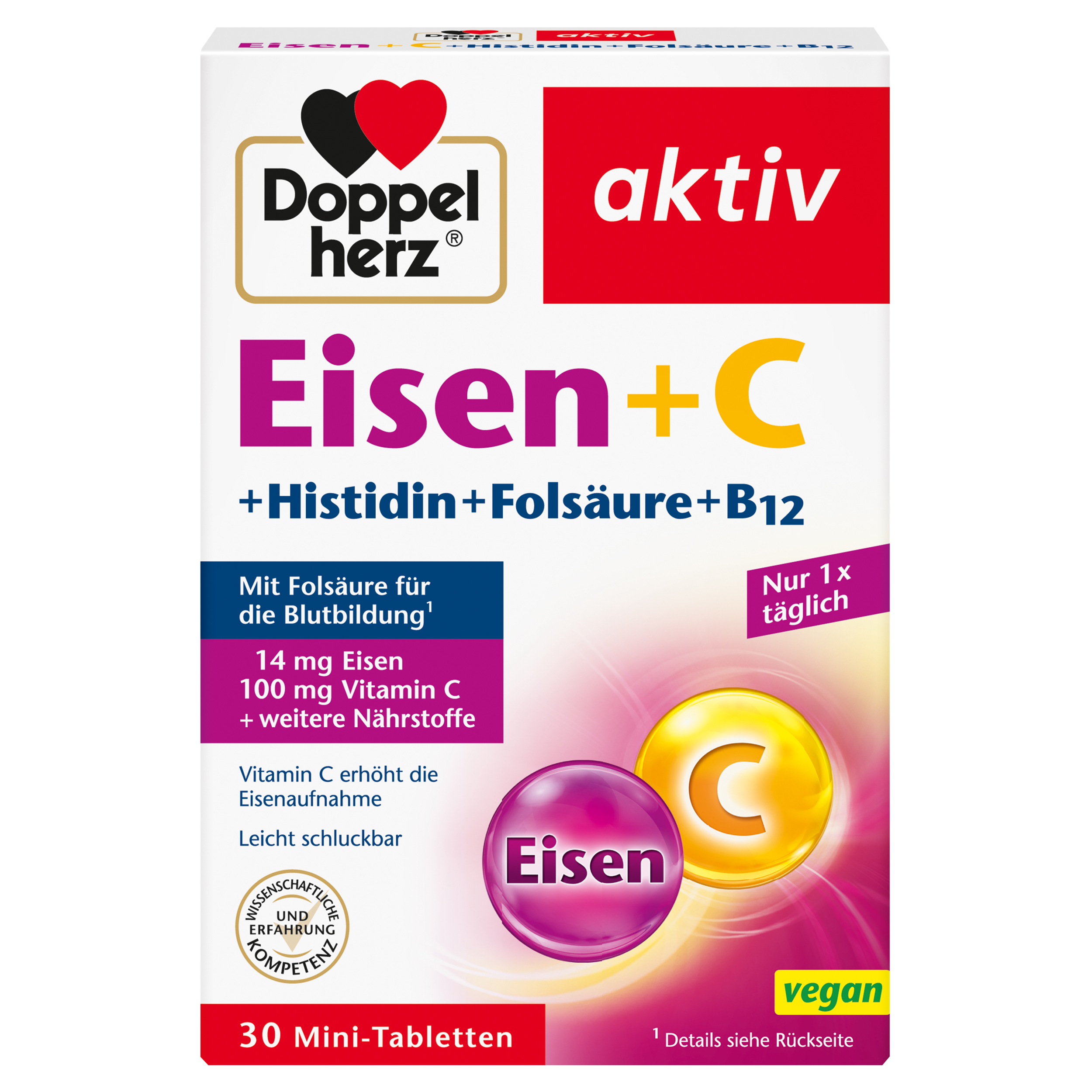 Doppelherz aktiv Eisen + C+ L-Histidin + Folsäure 30 St Tabletten