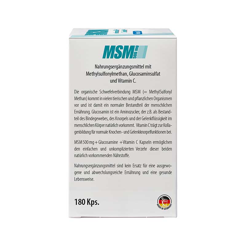 MSM 500 mg+Glucosamine Kapseln 180 St Kapseln